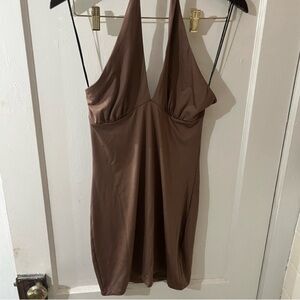 H&M Brown Halter Mini Dress